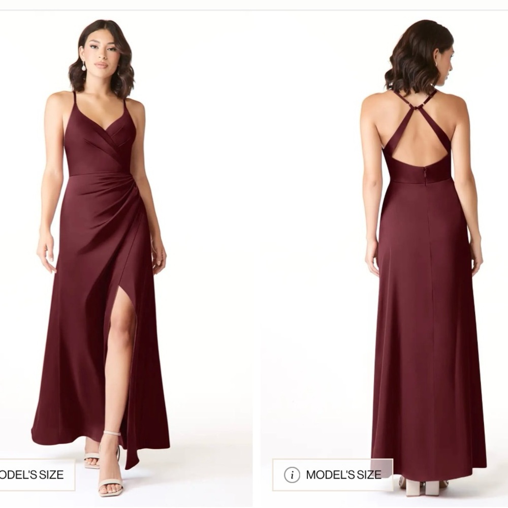 Azazie Geanna Stretch Satin Bridesmaid dress in Cabernet